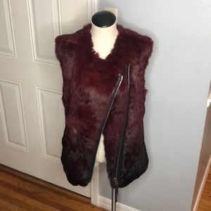 Ombré Rabbit Fur and Leather Vest